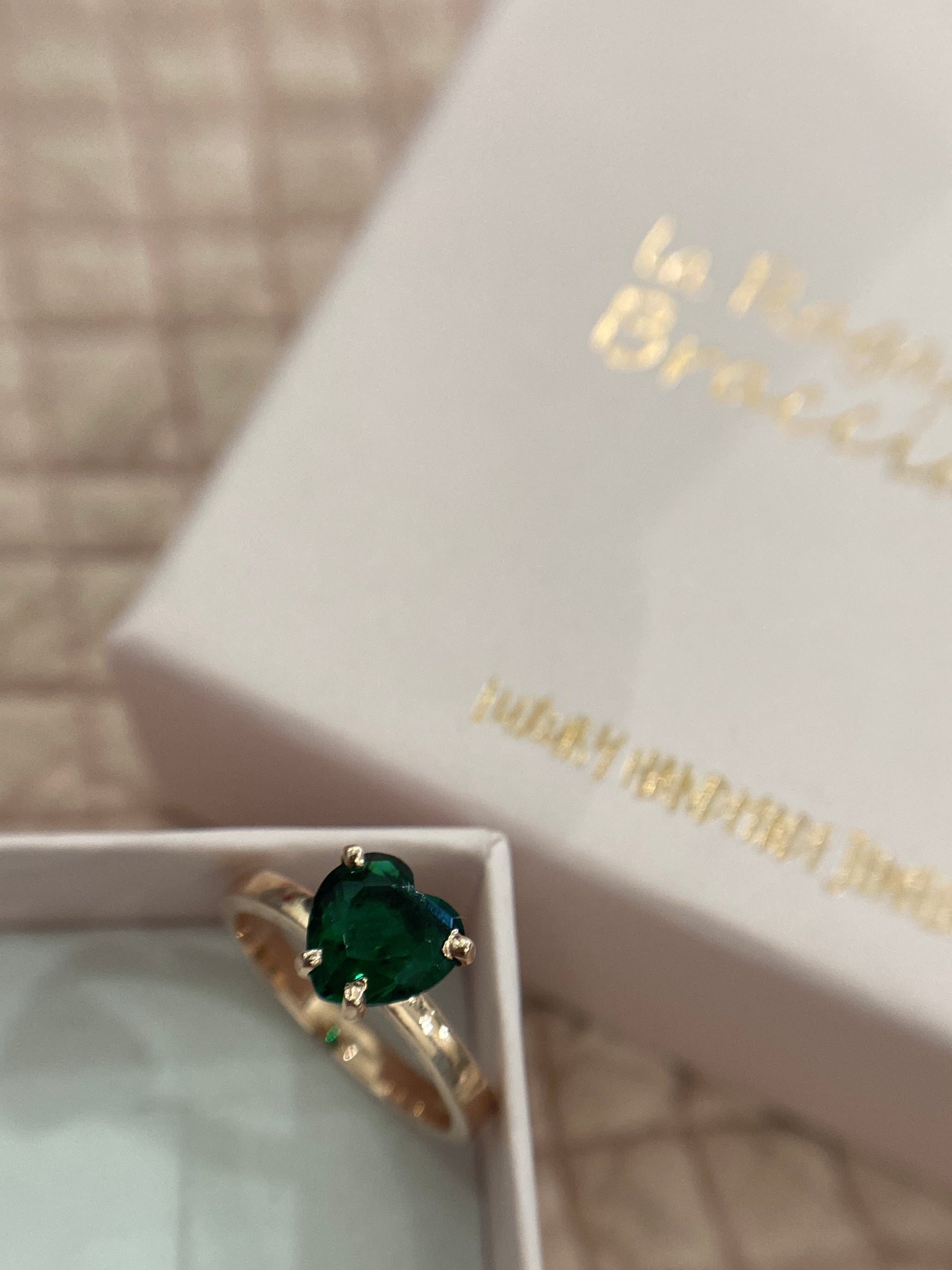 SOLITARIO CUORE 7mm MISURA 13 PIETRA VERDE