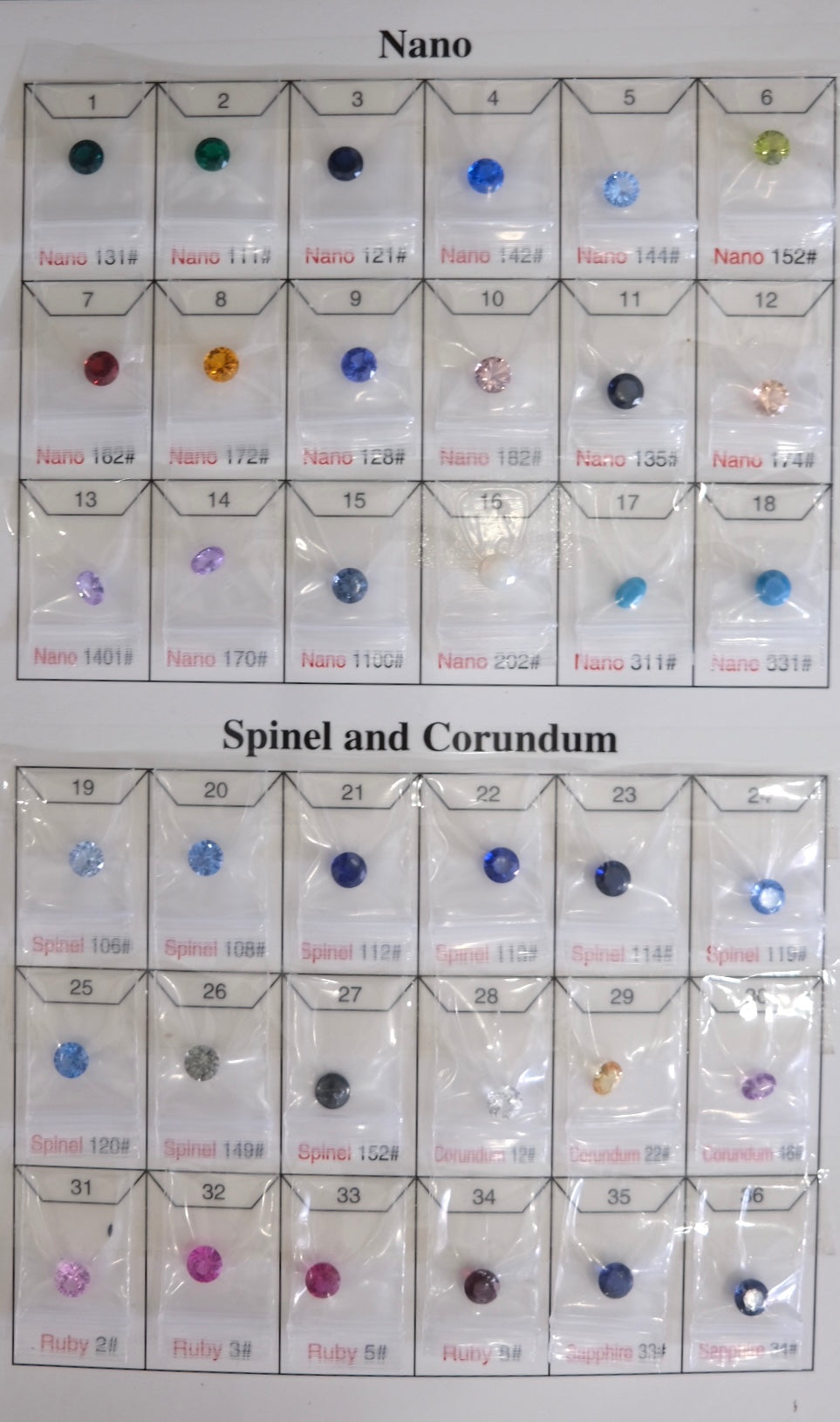 Cartella colori Nano e altre pietre - codici originali