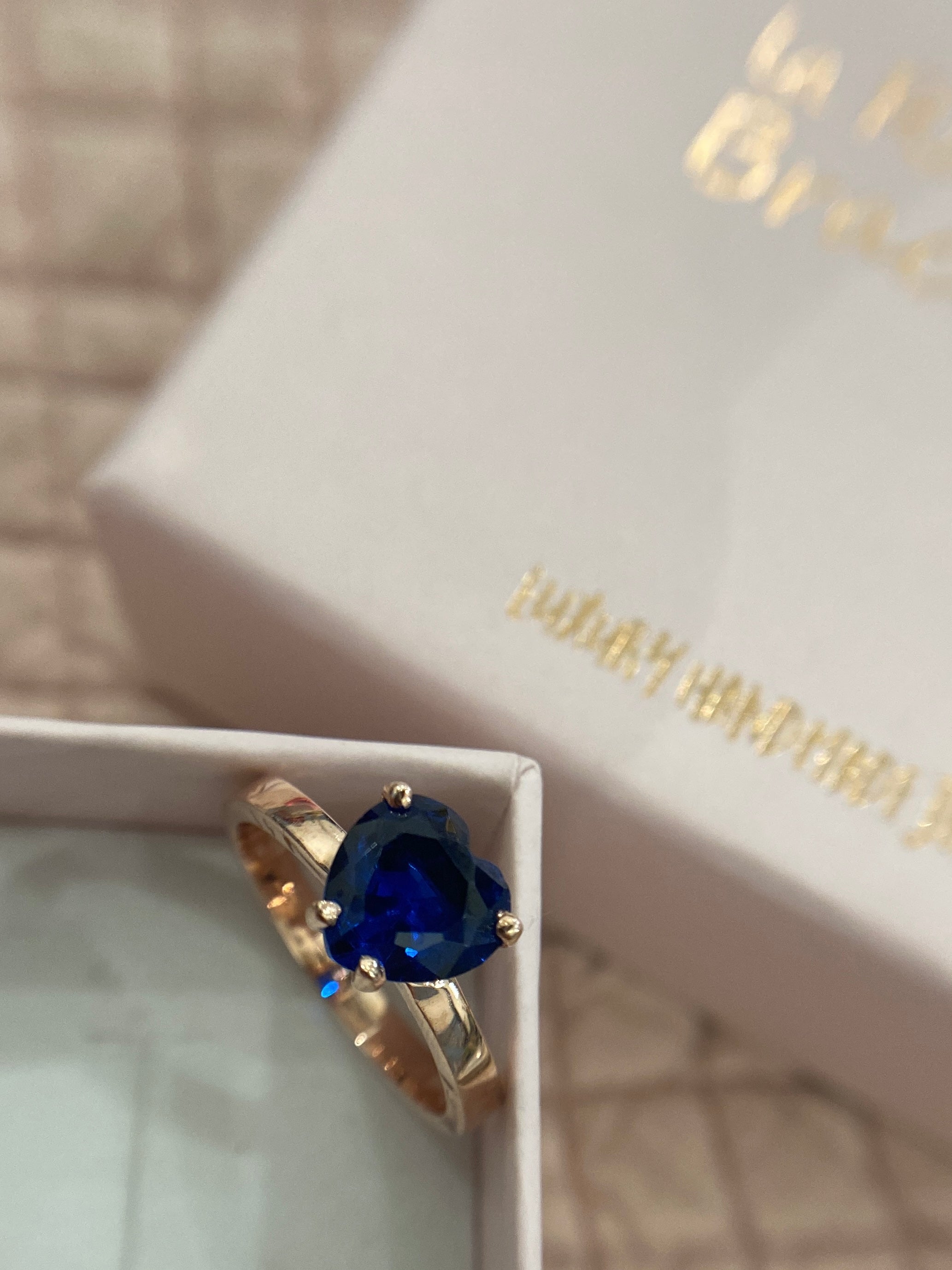 SOLITARIO CUORE 7mm MISURA 13 PIETRA BLU